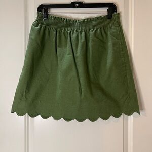 J. Crew Green Bubble Linen Mini Skirt with Elasticized Smocked Waistband Size 10